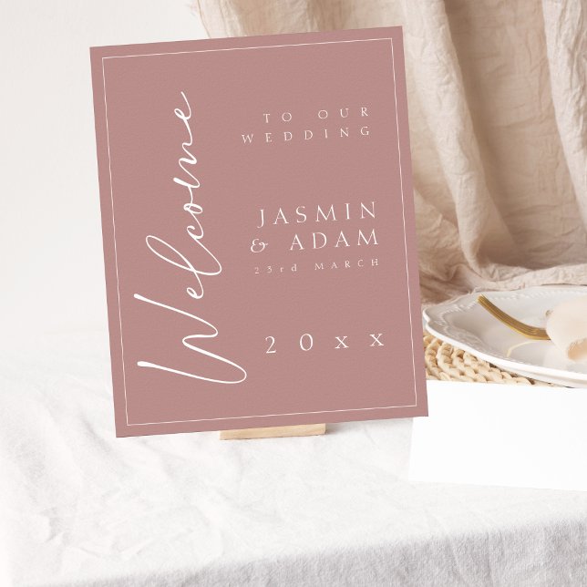 Minimal Dusty Pink Script Wedding Welcome Sign (Creator Uploaded)