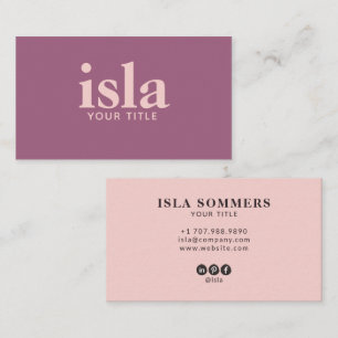 Minimal Dusty Plum Blush Professional Typography Business Card
