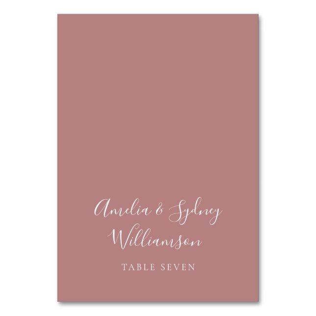 Minimal Dusty Rose Script Custom Name Place Card (Front)