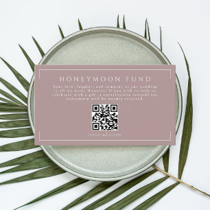 Minimal Dusty Rose Wedding Honeymoon Fund QR Code Enclosure Card