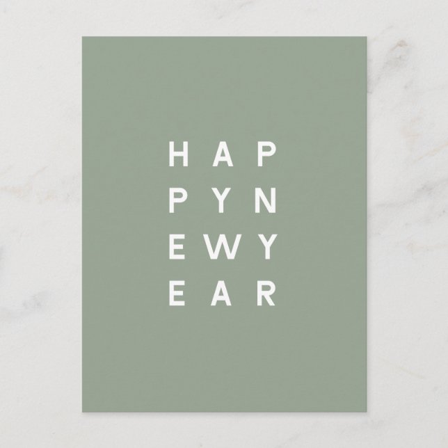 Minimal Dusty Sage Typography Photo New Year Holiday Postcard (Front)