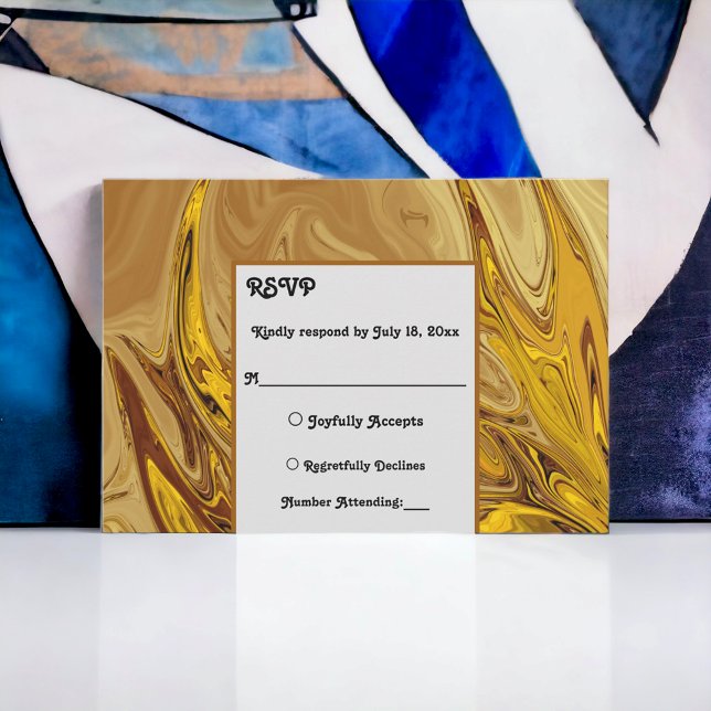 Minimal Earth Tone Gold Terracotta Artsy Wedding RSVP Card (Creator Uploaded)