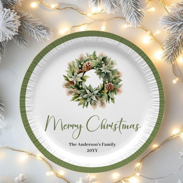 Minimal Earthy Christmas Personalized Family Plate (Modern Scandinavian Christmas Custom Dinner Plates)