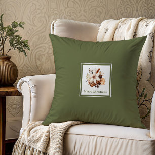 Minimal earthy palette family name Christmas gift Cushion