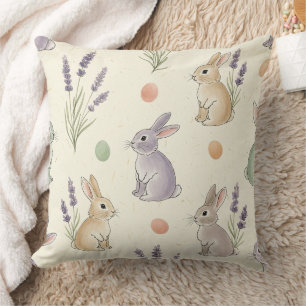 Minimal Easter Bunny Pastel Spring Pattern (1) Cushion