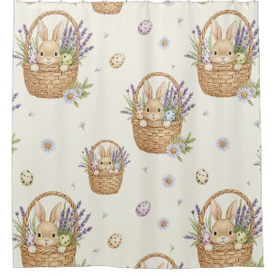 Minimal Easter Bunny Pastel Spring Pattern (4) Shower Curtain