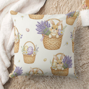 Minimal Easter Bunny Pastel Spring Pattern (5) Cushion