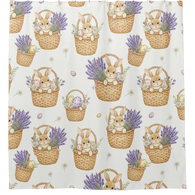 Minimal Easter Bunny Pastel Spring Pattern (5) Shower Curtain (Front)