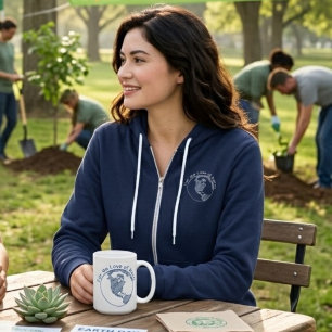 Minimal Eco For the Love of Earth Day Navy Gift Hoodie