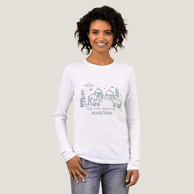 Minimal Eid al Adha Line Art Animal Girls  Tri-Blend Shirt (Front Full)