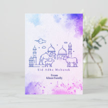 Minimal Eid al Adha Mosque and Animals Line Art