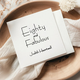 Minimal Eighty and Fabulous 80th Birthday Party Napkin