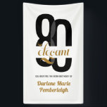 Minimal Eighty & Elegant Black Gold 80th Birthday Banner<br><div class="desc">Celebrate a milestone with modern sophistication using our Minimal Eighty & Elegant Black Gold 80th Birthday Banner. Featuring sleek black panels accented with luxurious gold foil lettering, this minimalist banner adds a touch of elegance and refinement to any 80th birthday celebration. Perfect for hanging across tables, walls, or entryways, it...</div>
