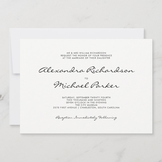 Minimal Elegance | Black and White Wedding Invitation (Front)