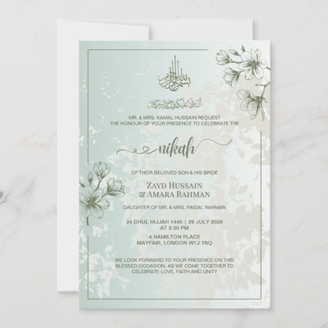 Minimal Elegance Nikah Invitation | Tundra Silver  (Front)
