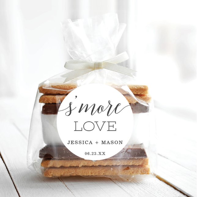 Minimal Elegance S'More Love Favour Classic Round Sticker (Creator Uploaded)