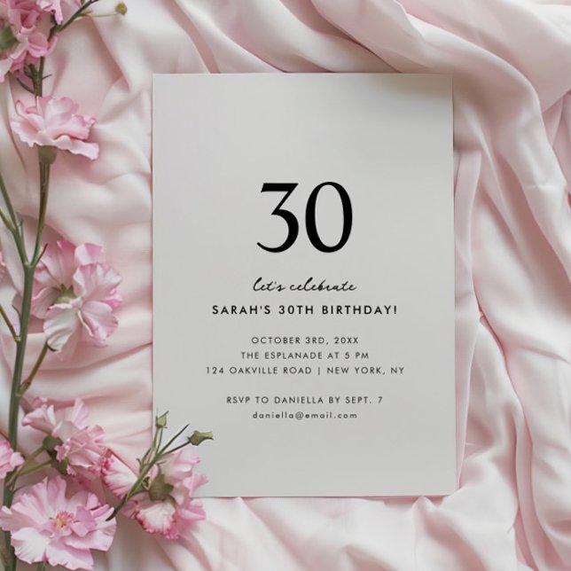 Minimal Elegant 30th Birthday Invitation (Creator Uploaded)