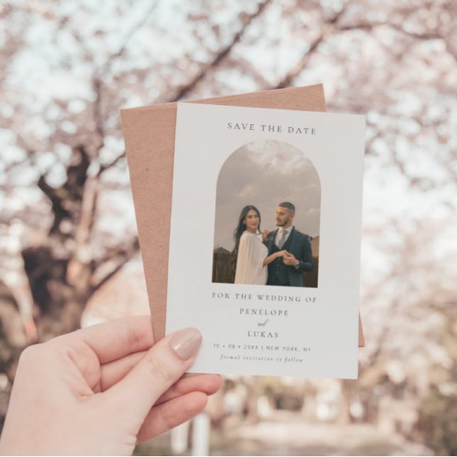 Minimal Elegant Arch Photo Wedding Save The Date (Creator Uploaded)