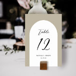 Minimal Elegant Arch Wedding | Beige Table Number<br><div class="desc">These stylish,  simple wedding table number cards feature an arch shape in white over a custom colour background (shown in light beige). They coordinate perfectly with our Elegant Vintage Winter Florals products. Easy to personalise for your wedding or other special occasion.</div>