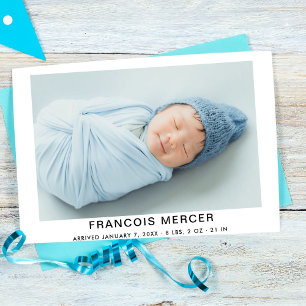Minimal Elegant Baby Boy Photo Collage Birth Announcement