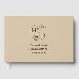 Minimal Elegant Beige Brown Modern Fall Wedding Guest Book