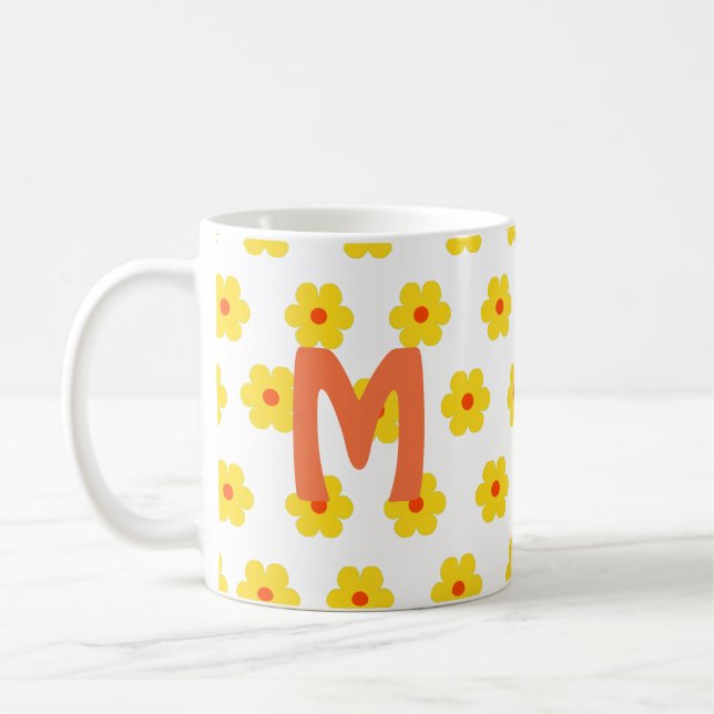 minimal elegant bestfriendsever floral monogram coffee mug (Left)