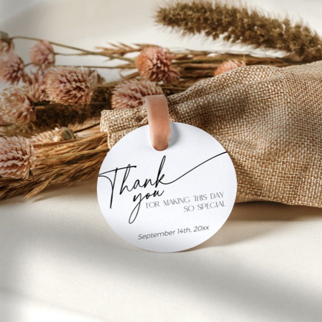 Minimal Elegant Black and White Thank You Favour Tags (Minimalist black and white thank you tag)