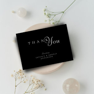 Minimal Elegant Black and White Typography Wedding Thank You Card