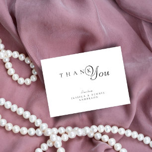Minimal Elegant Black and White Typography Wedding Thank You Card