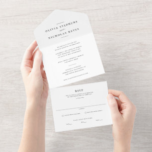 Minimal elegant black and white wedding all in one invitation