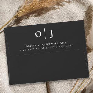 Minimal Elegant Black and White Wedding Envelope