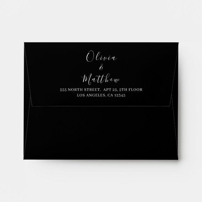 Minimal Elegant Black Classic Wedding Envelope (Back (Top Flap))