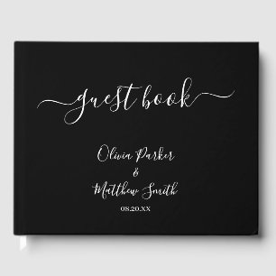 Minimal Elegant Black Classic Wedding Guest Book