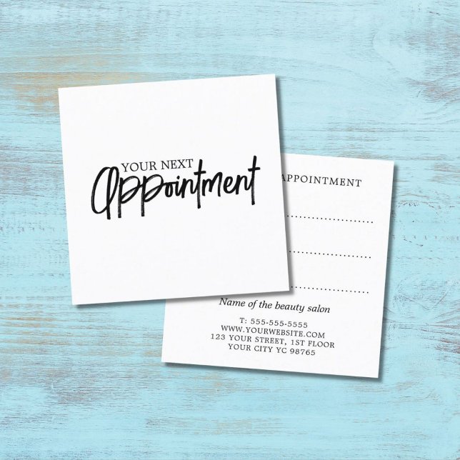 Minimal Elegant Black White Beauty Salon Appointment Card (Creator Uploaded)