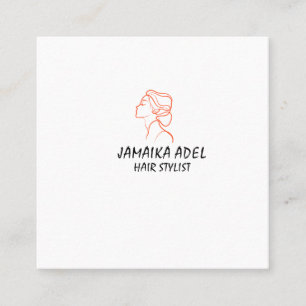 Minimal Elegant Black White Bobby Hair Stylish Square Business Card