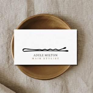 Minimal Elegant Black White Bobby Pin Hair Business Card