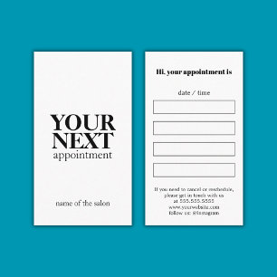 Minimal Elegant Black White Bold Appointment Card