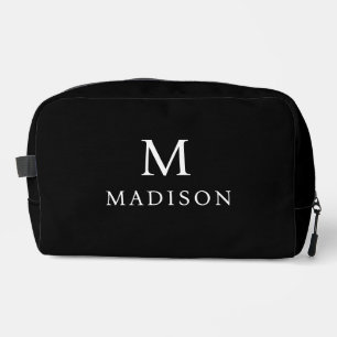 Minimal & Elegant Black & White Custom Name Dopp Kit