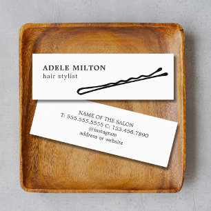 Minimal Elegant Black White Hair Pin Mini Business Card