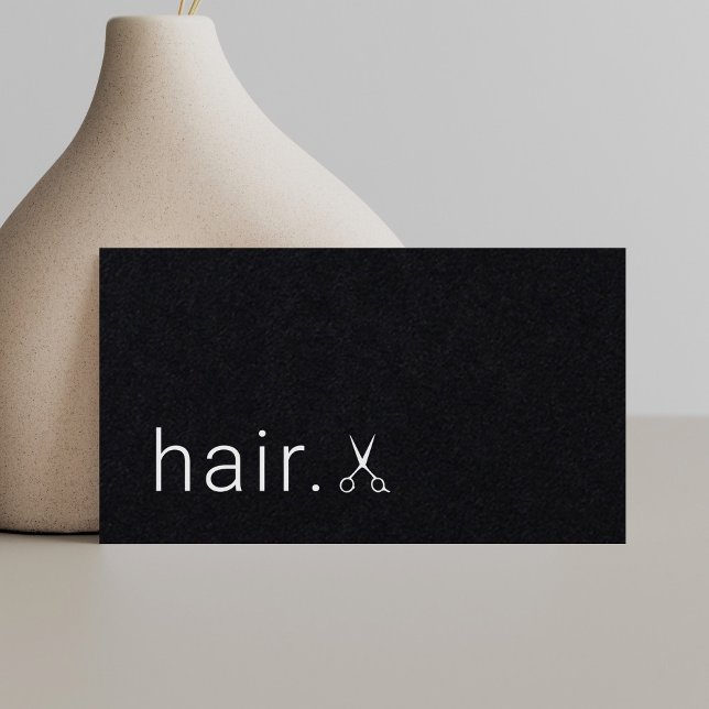 Minimal Elegant Black White Hairstylist Business Card (Creator Uploaded)