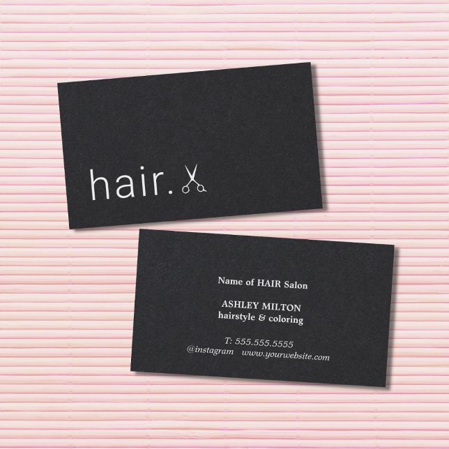 Minimal Elegant Black White Hairstylist Business Card (Creator Uploaded)
