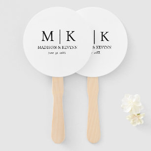 Minimal & Elegant Black & White Monogram Wedding Hand Fan