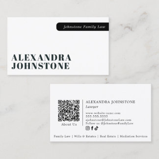 Minimal Elegant Black White Professional QR Code Business Card