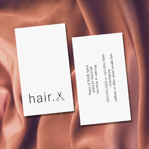 Minimal Elegant Black White Scissors Hairstylist Business Card