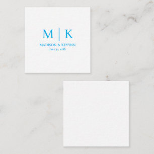Minimal & Elegant Blue Monogram Wedding Card