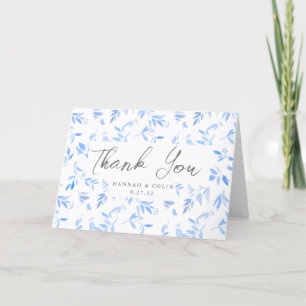 Minimal Elegant Blue Painted Porcelain Thank You Card