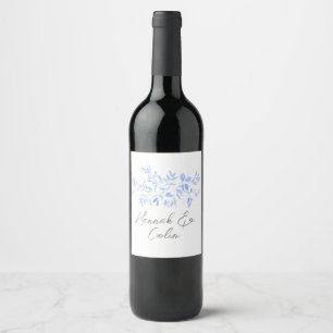 Minimal Elegant Blue Painted Porcelain Wine Label