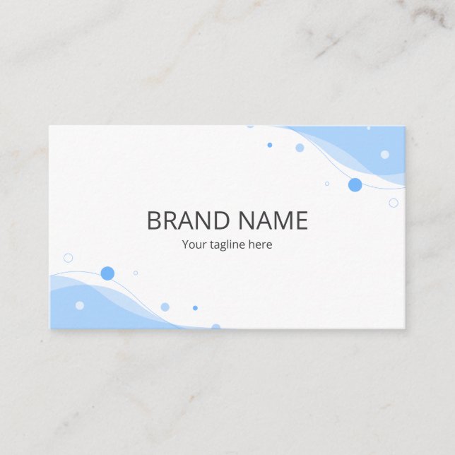 Minimal Elegant Blue Pastel Wave Polka Dot Pattern Business Card (Front)