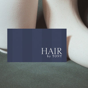 Minimal Elegant Blue Stripes Hairdresser Business Card