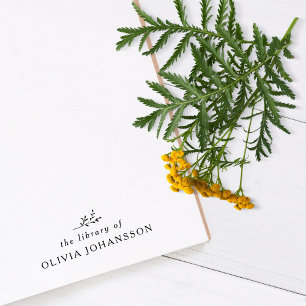 Minimal Elegant Botanical From The Library Of Book Self-inking Stamp
